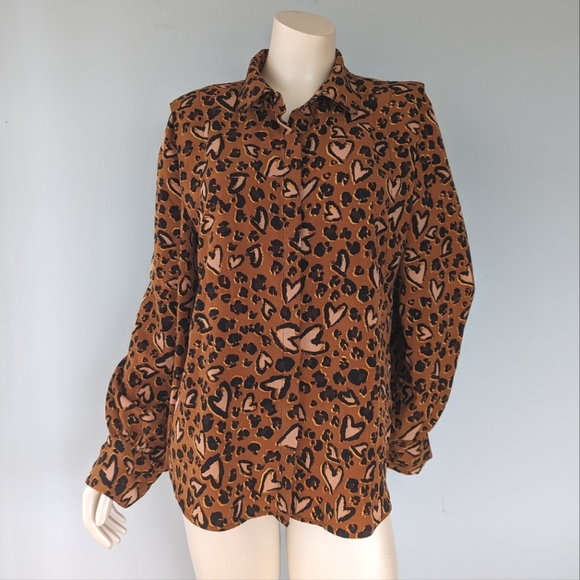 Karl Lagerfeld Paris Heart Print Long Sleeve Blouse - Picture 3 of 7